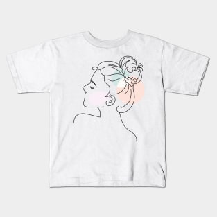 abstract lady, line art woman Kids T-Shirt